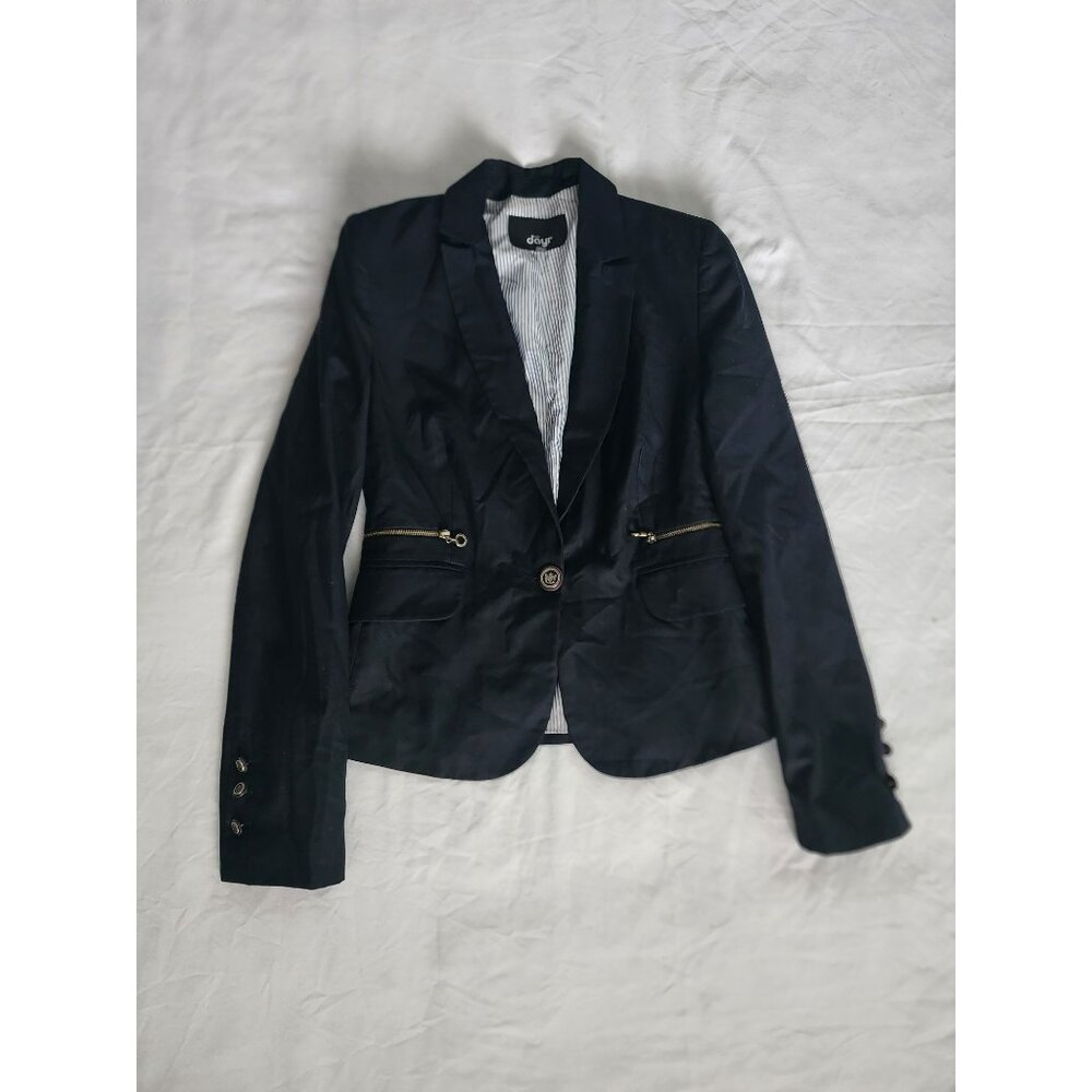 Butik Dayi Women's Black Notch Lapel Single Button Suit Blazer Coat Size 8 - Picture 4 of 11